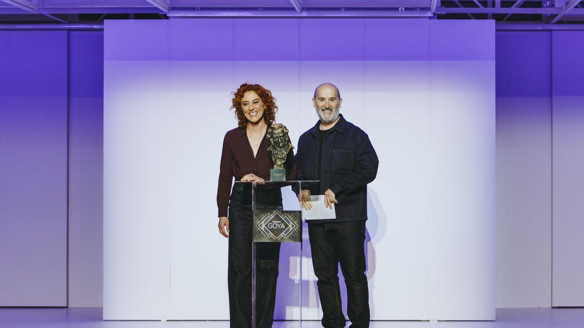 Javier Cámara (derecha) durante la presentación de los nominados a los Goya.