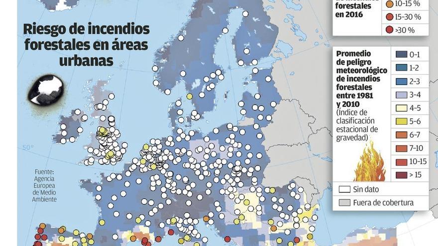 La UE sitúa a A Coruña entre las áreas con riesgo de incendios por construir en montes