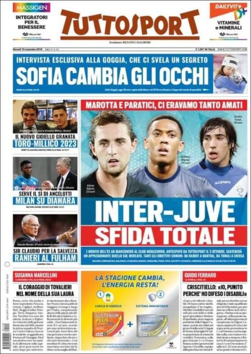 Portada TUTTOSPORT jueves 15 noviembre 2018