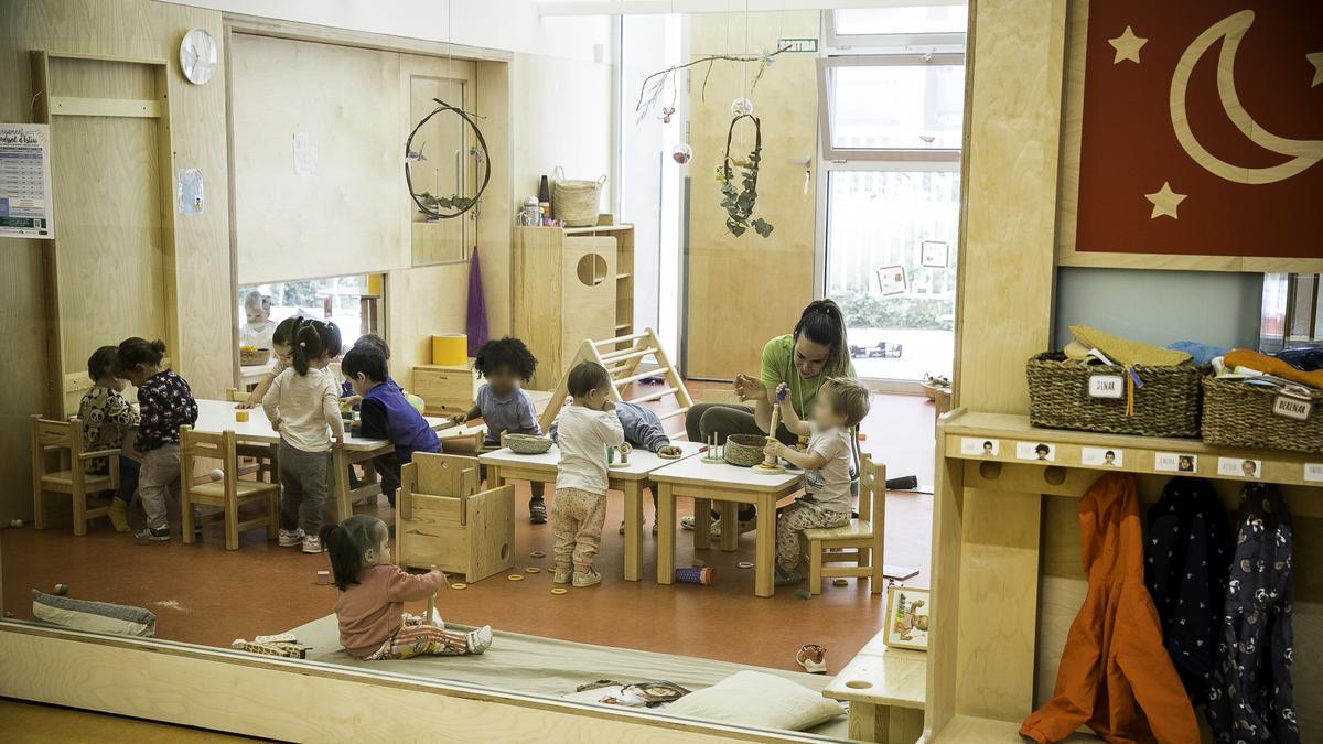 Un aula de la 'escola bressol' municipal Els Gats de Barcelona.