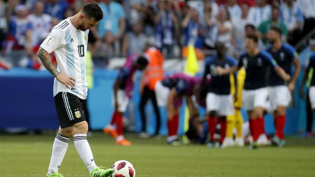 Messi, tras caer eliminado ante Francia en el Mundial de Rusia.