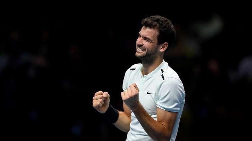 Dimitrov, emocionado tras conseguir la victoria.