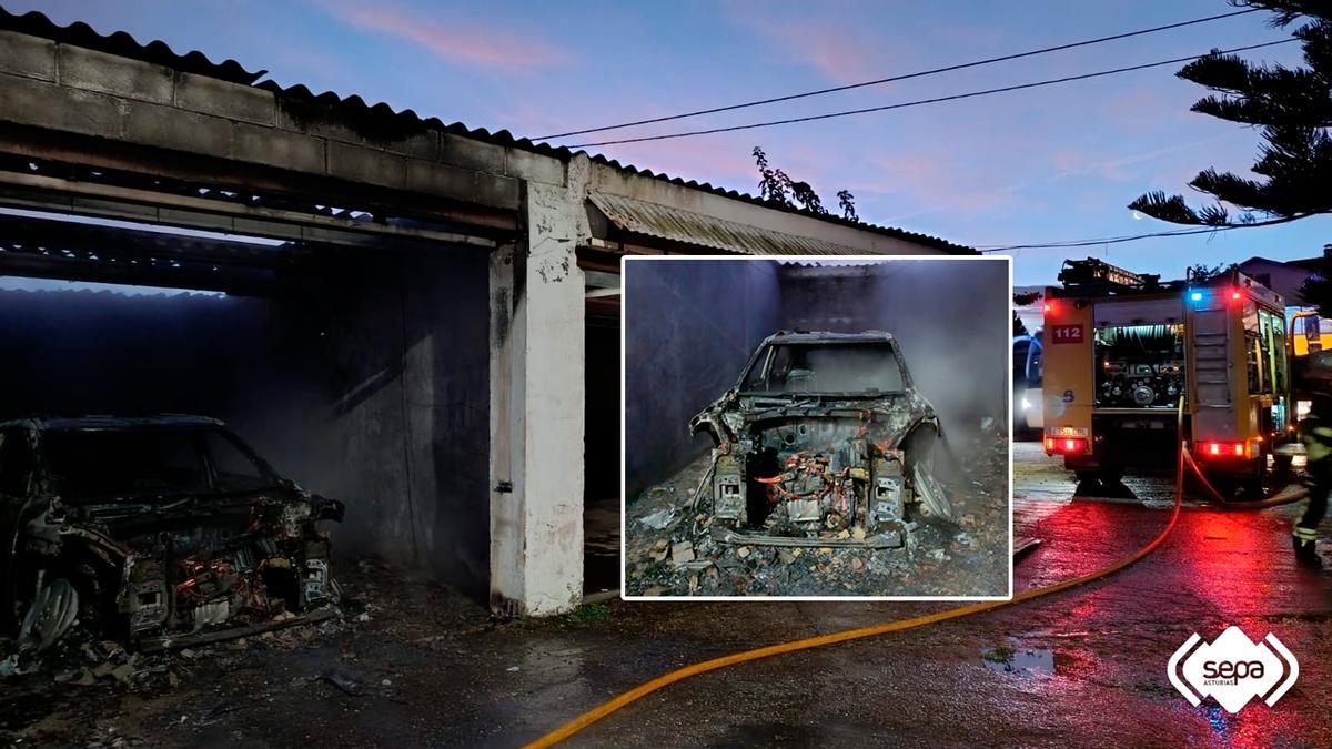 Calcinado un vehículo eléctrico estacionado en el interior de una cochera en Mántaras (Tapia de Casariego).