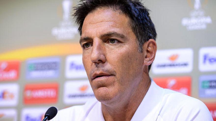 Berizzo, durante la rueda de prensa en Lieja // NICOLAS LAMBERT