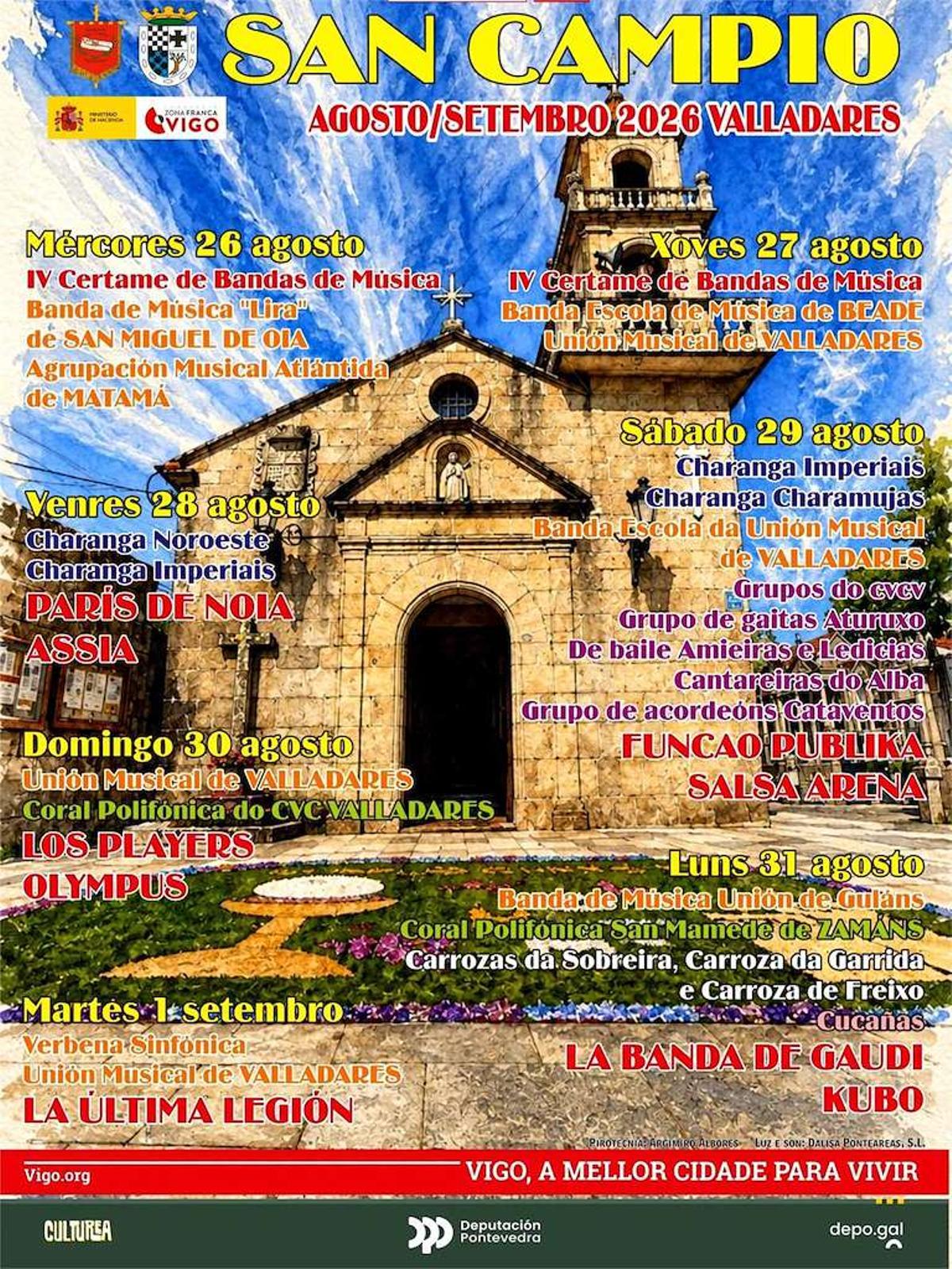 Cartel con toda la programación de las fiestas de San Campio.