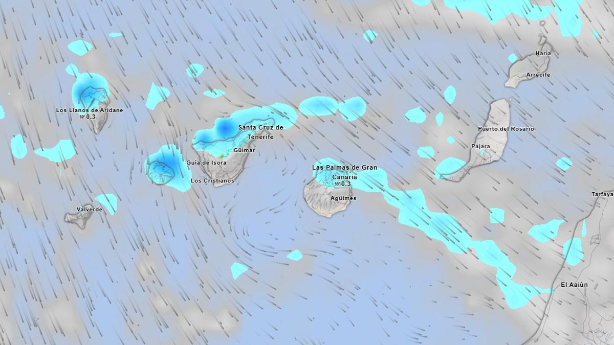 Mapa meteorológico del miércoles en Canarias