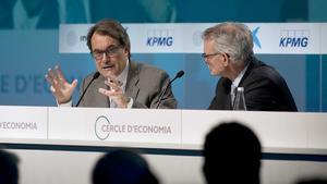 Artur Mas y Anton Costas en la inauguración del Cercle d’Economia el pasado febrero.