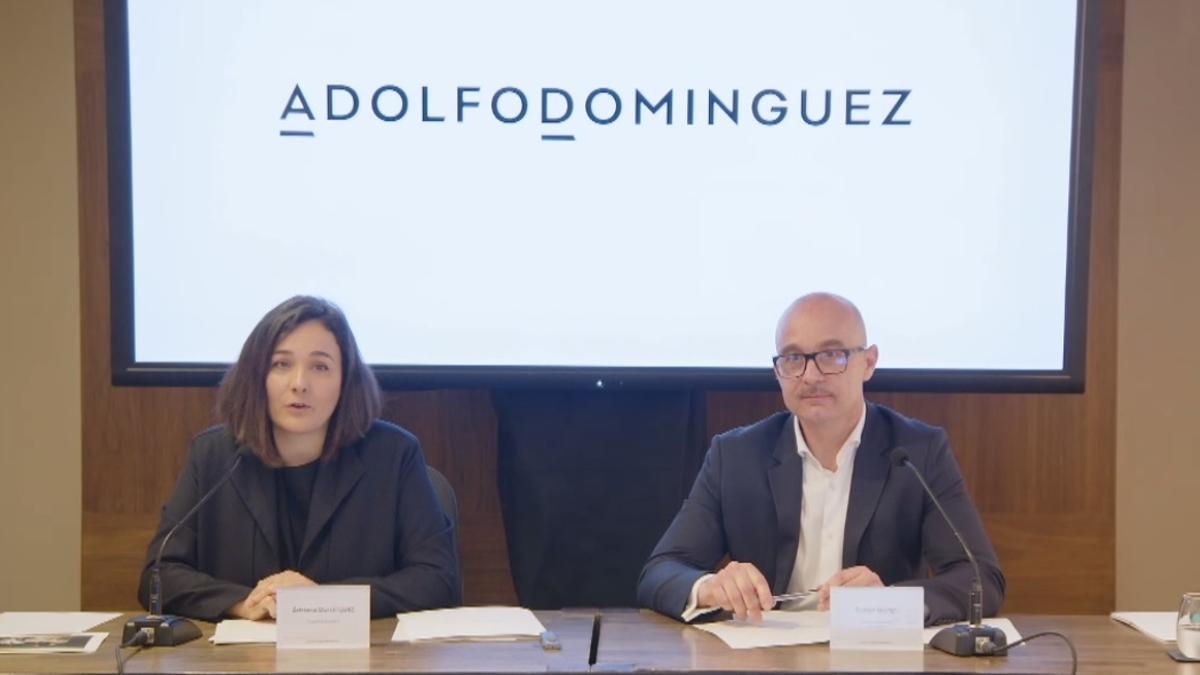 Adriana Domínguez, presidenta, y Rubén Martín Alonso, director financiero, durante la presentación de resultados.