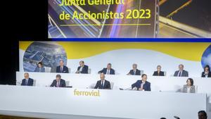 Archivo - Vista general de la Junta General Ordinaria de Accionistas de Ferrovial, en el auditorio ONCE, a 13 de abril de 2023, en Madrid