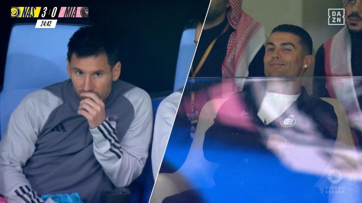 Messi y Cristiano, durante la primera parte del partido