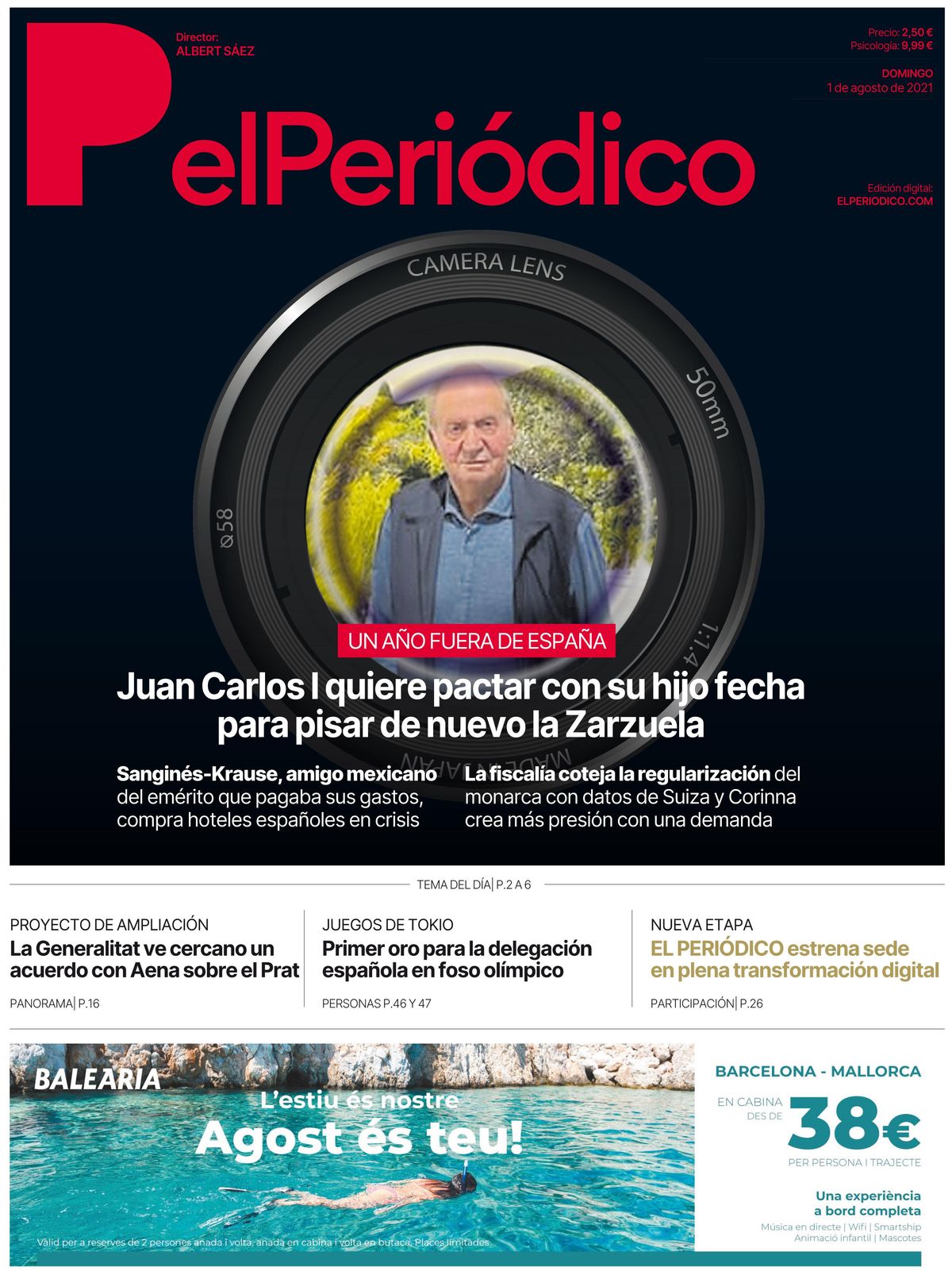 La portada d’EL PERIÓDICO de l’1 d’agost del 2021 La portada d’EL PERIÓDICO de l’1 d’agost del 2021