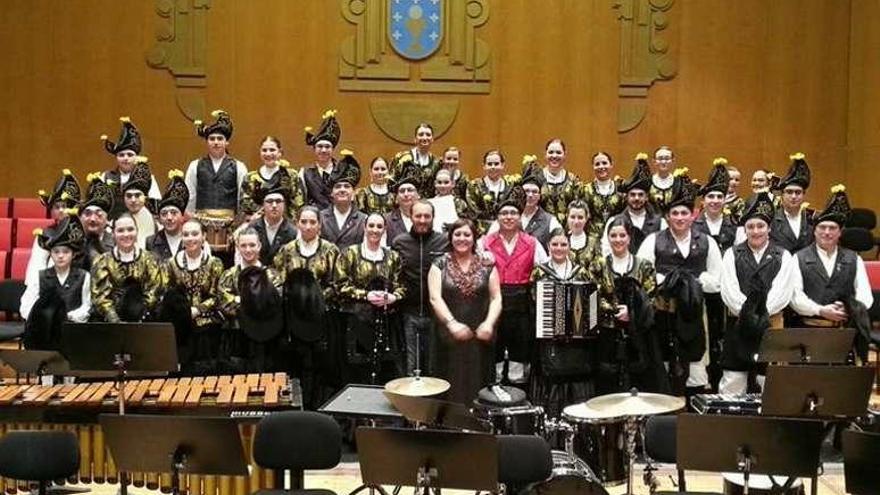 La banda de gaitas en Santiago.