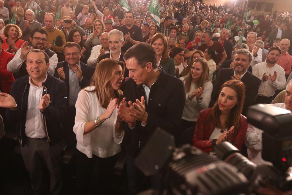 El presidente del Gobierno acompaña a la candidata a la reelección en Andalucía en un acto del PSOE-A a pocos días del final de la campaña electoral