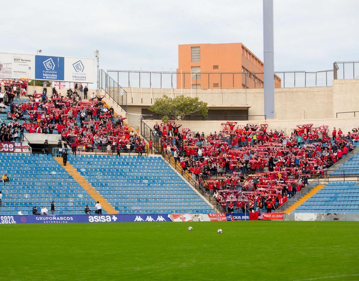 La afición del Real Murcia, alojada en uno de los 'quesitos' del José Rico Pérez en una imagen de archivo.
