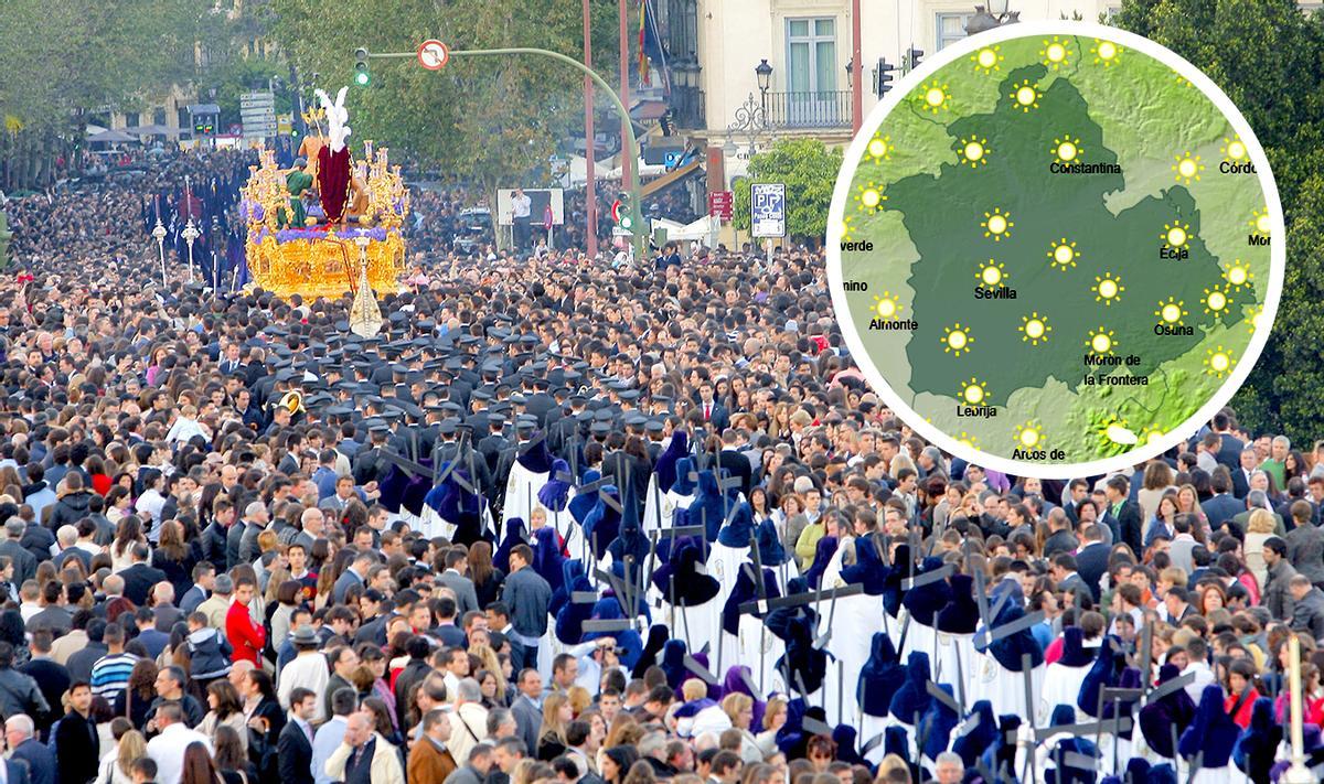 Hermandad de La Estrella el Domingo de Ramos y la previsión de Aemet en la provincia de Sevilla.