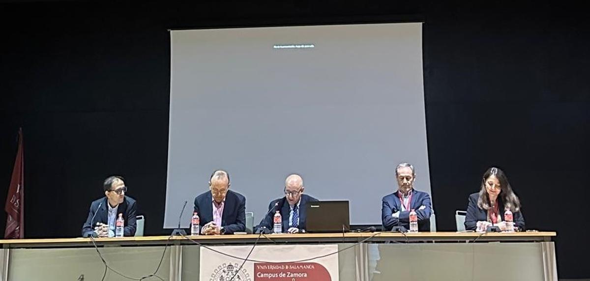 Inauguración del Congreso de Química Inorgánica y del Estado Sólido, con el vicerrector de Investigación de la Universidad de Salamanca, José Miguel Mateos Roco.