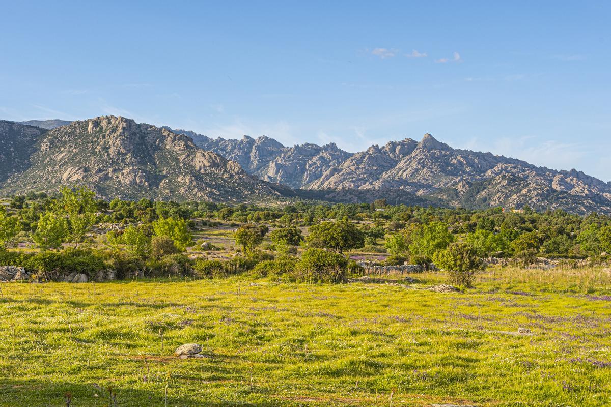 Vista de las paredes de granito de la Sierra de Guadarrama