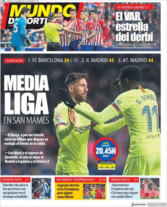 Portada MUNDO DEPORTIVO domingo 10 de febrero 2019