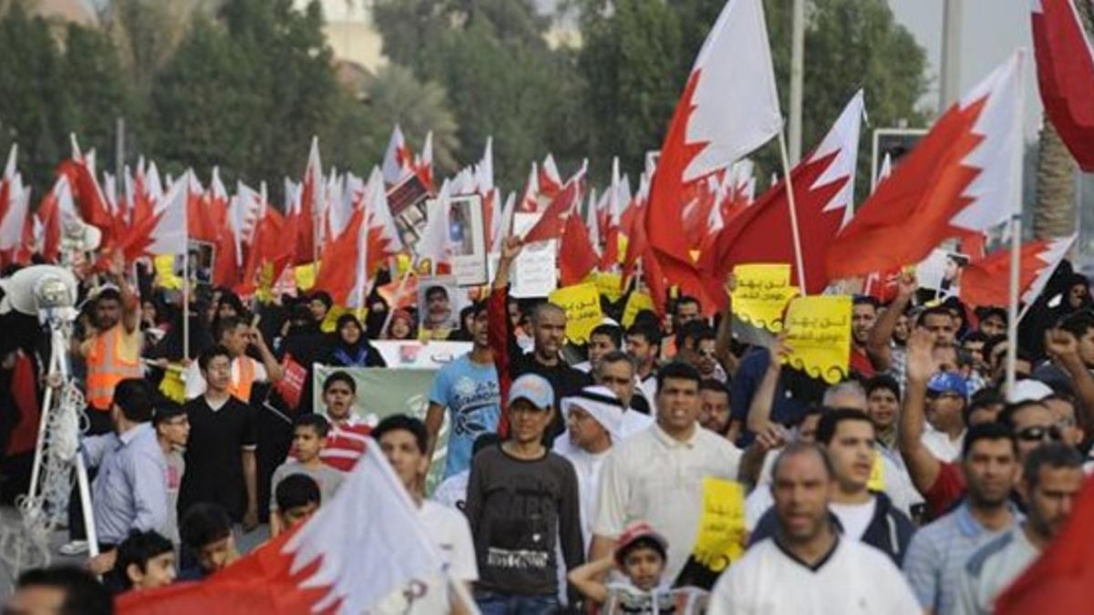Protesta antigubernamental, este miércoles, en Manama.