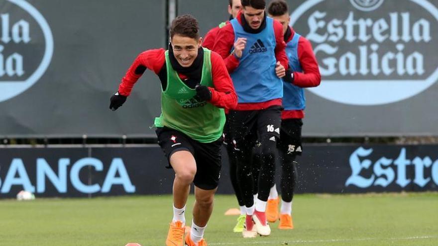 Emre Mor, durante un entrenamiento en A Madroa.