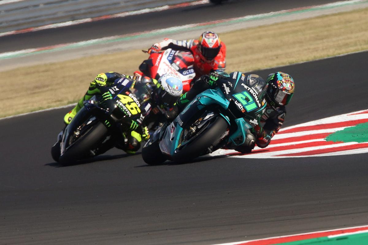 Valentino Rossi en el Gran Premio de Misamo en 2020 con Yamaha.