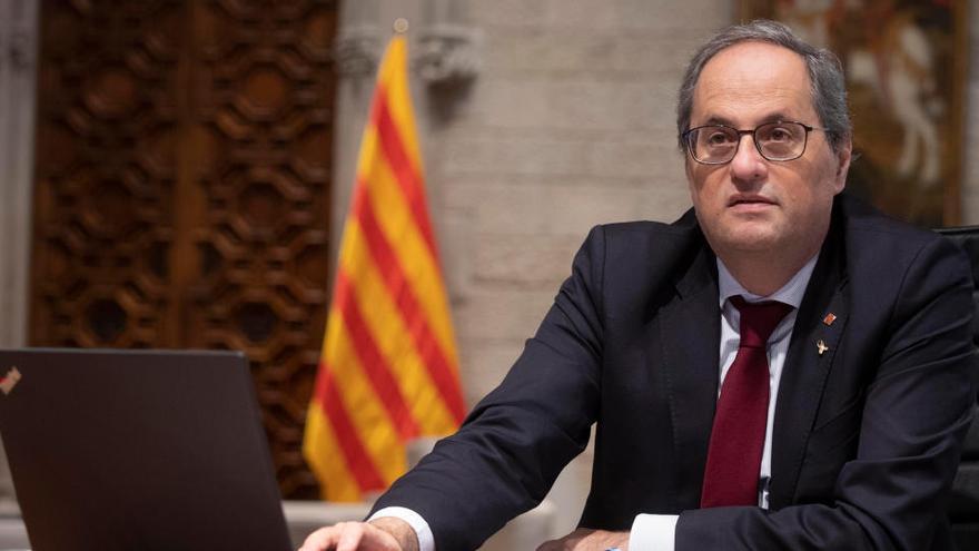 Pla curt del president de la Generalitat, Quim Torra, en la reunió del Comitè Executiu de Crisi per la covid-19