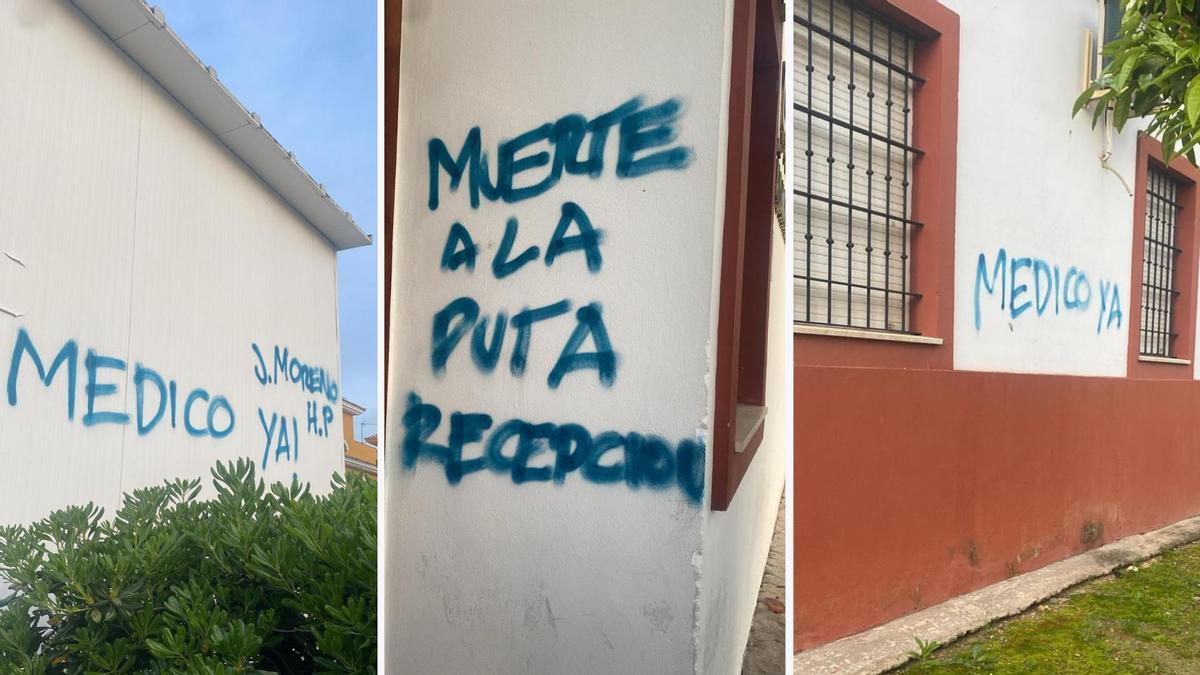 Aparecen pintadas en el centro médico de Bollullos de la Mitación.