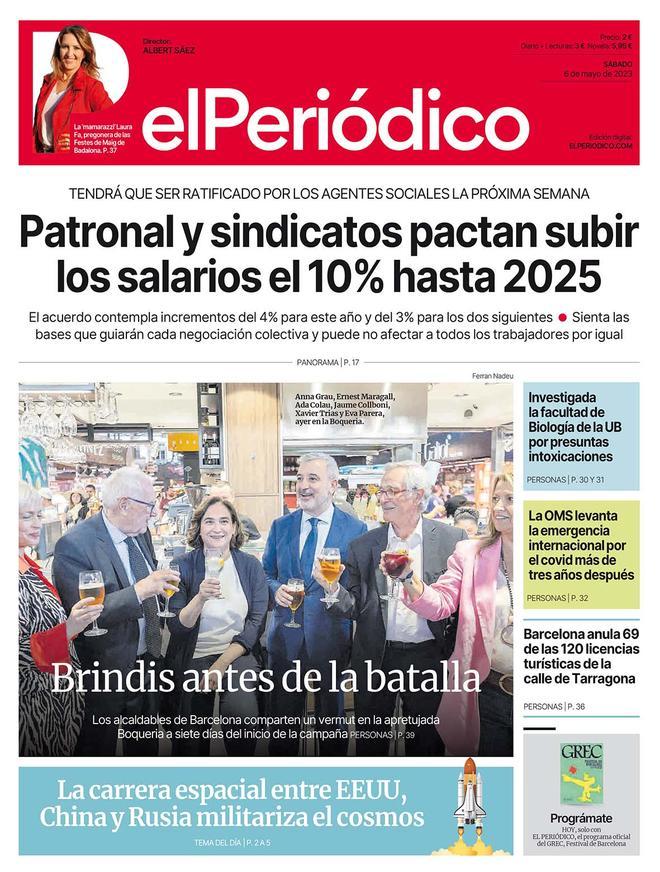 La portada d’EL PERIÓDICO del 6 de maig del 2023