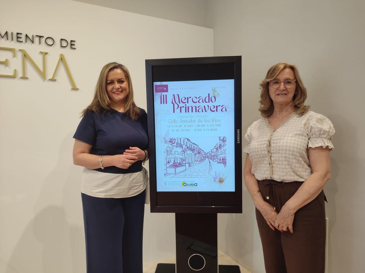 María Jesús Serrano y Antoñi Peña, en la presentación del Mercado de Primavera de Baena.
