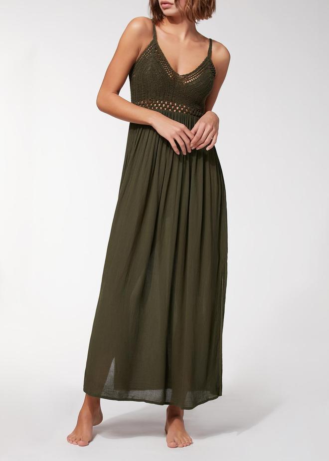 Vestido verde ganchillo, Calzedonia