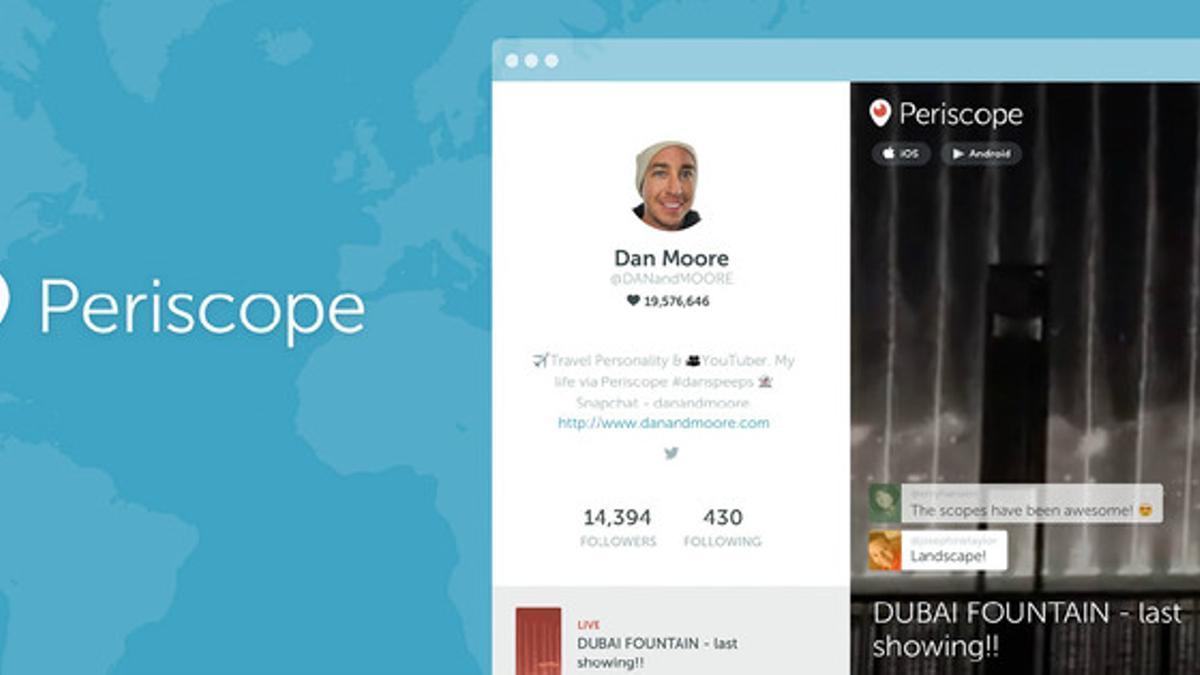 Apariencia de la nueva página de perfil de Periscope