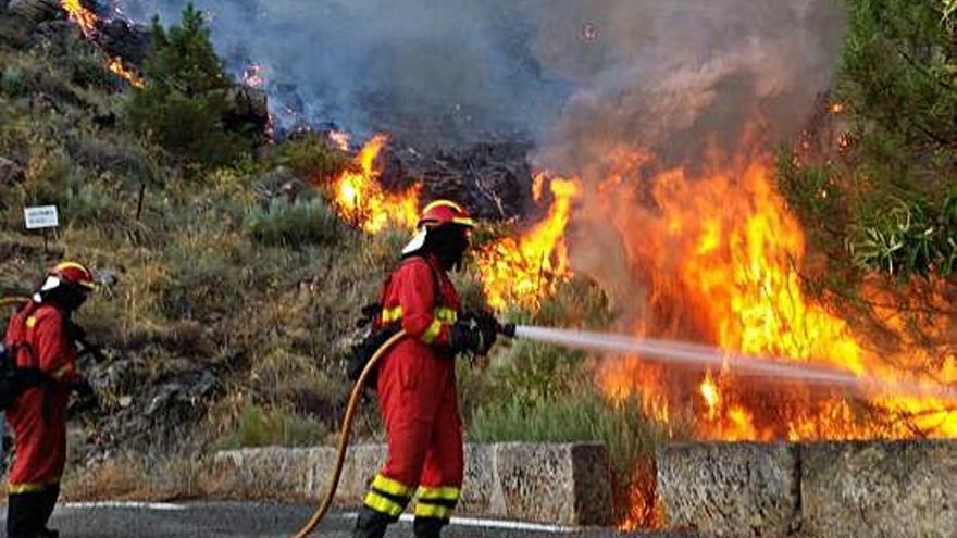 Los bomberos sofocan uno de los incendios declarados en el sur de Ávila.