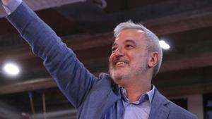 El candidato del PSC, Jaume Collboni, en su acto de inicio de campaña