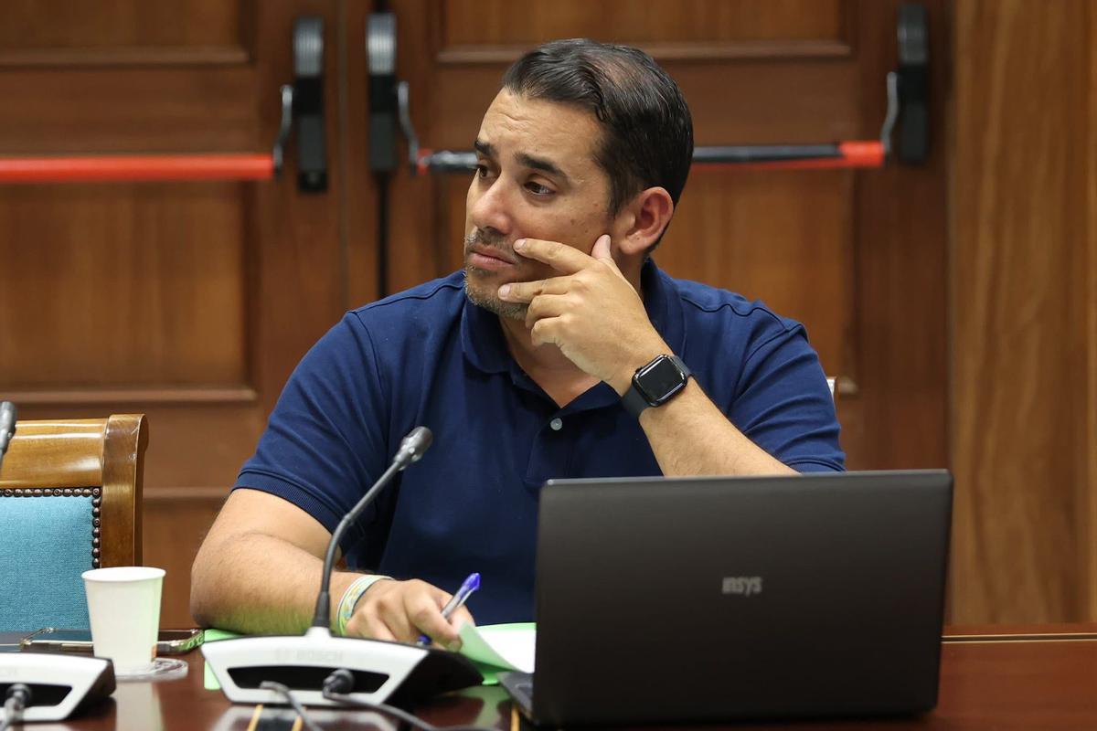 Yoné Caraballo, durante una comisión en el Parlamento de Canarias.