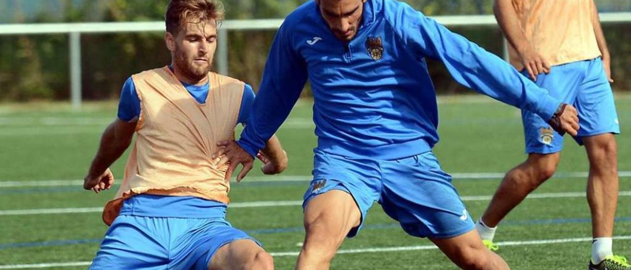 Portela y Álex González durante un entrenamiento. // Rafa Vázquez