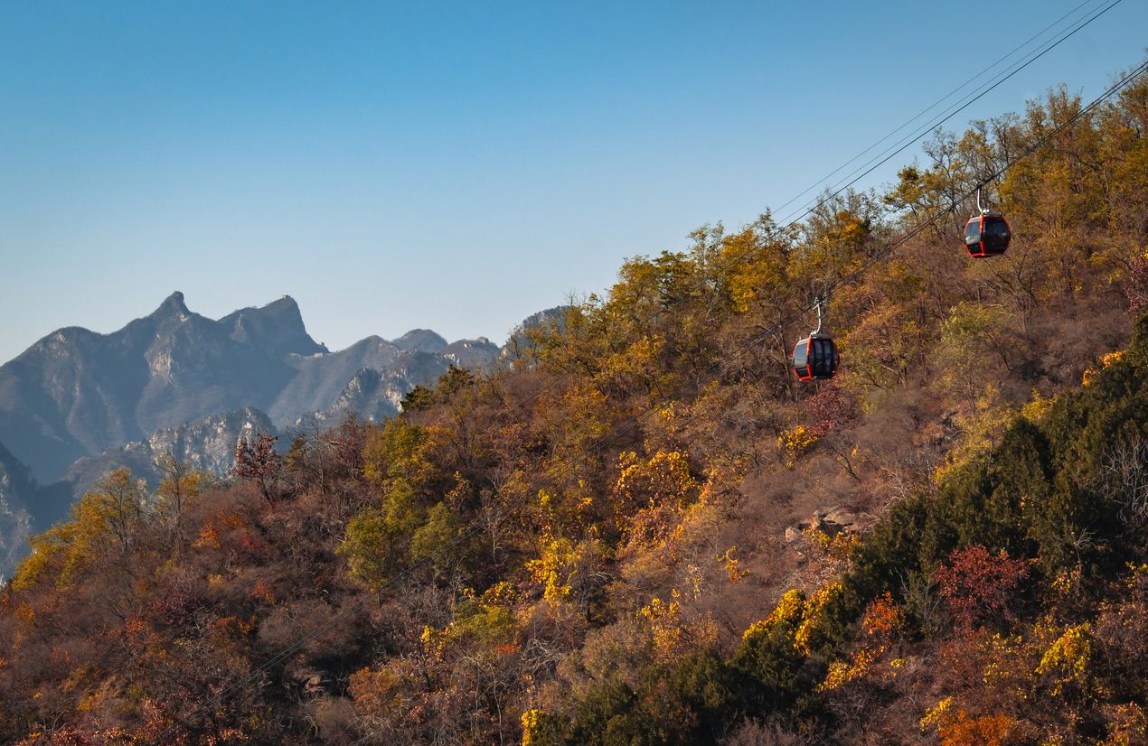 Los teleféricos de acceso a la Gran Muralla China