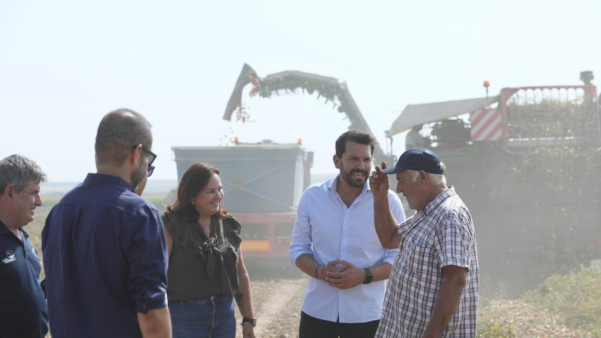 El secretario general del PSOE de Extremadura, Álvaro Sánchez Cotrina, visita una cooperativa en Santa Amalia