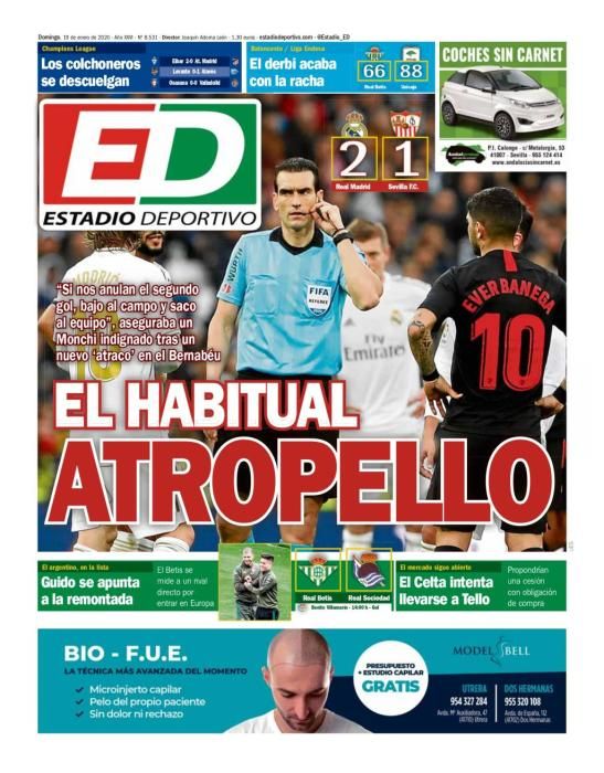 Portada ESTADIO DEPORTIVO domingo 19 enero 2020