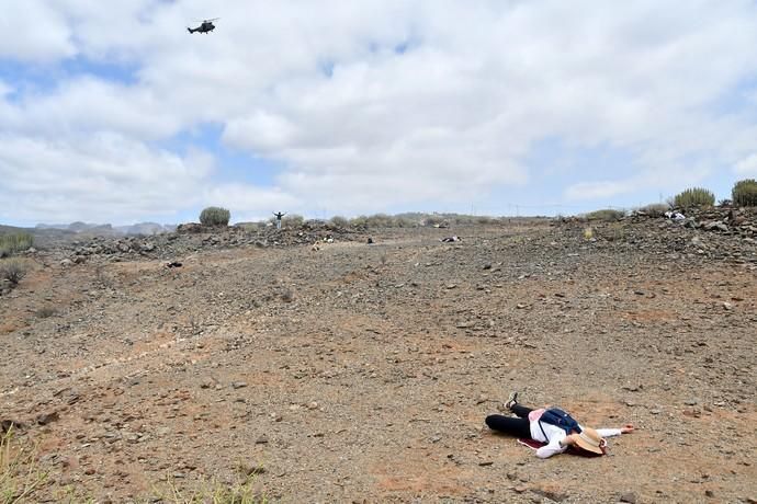 10/04/2019 SAN BARTOLOME DETIRAJANA. Simulacro accidente aéreo del Ejercito del Aire.  Fotógrafa: YAIZA SOCORRO.  | 10/04/2019 | Fotógrafo: Yaiza Socorro