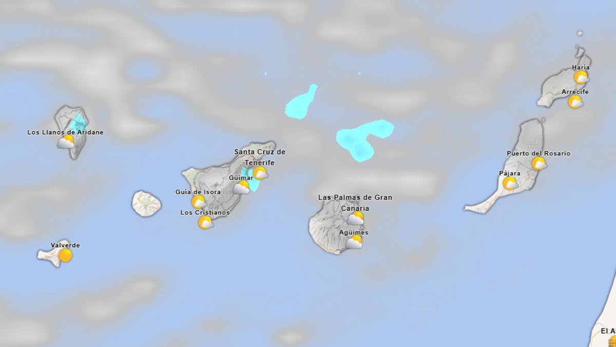 Previsión del tiempo en Canarias este jueves a las 10.00.