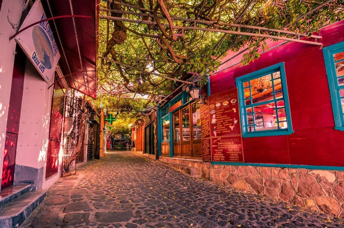 Calle del Mercado de Molivos (Lesbos, Grecia) 