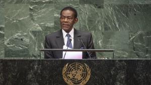 Teodoro Obiang, en una intervención en la Asamblea de Naciones Unidas en 2022.