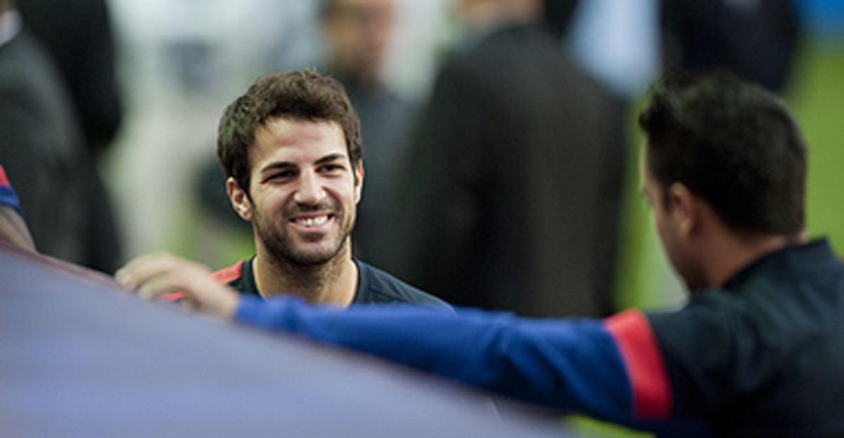Cesc i Xavi, en un entrenament. Cesc i Xavi, en un entrenament.