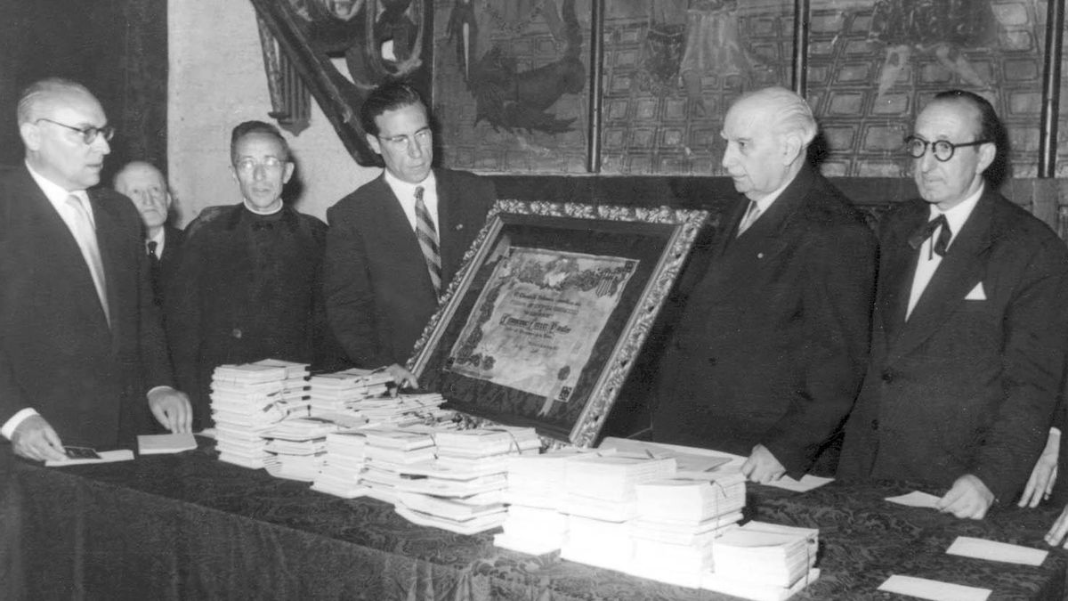 Francesc Ferrer Pastor en un homenatge el 1957
