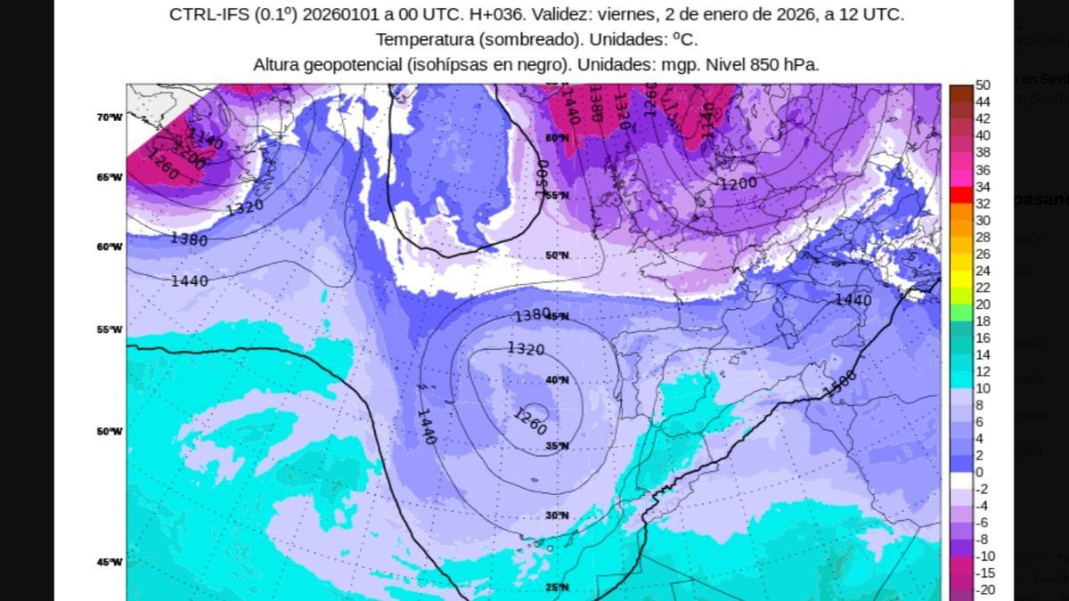 Previsión de temperaturas en España y el occidente europeo según la Aemet.