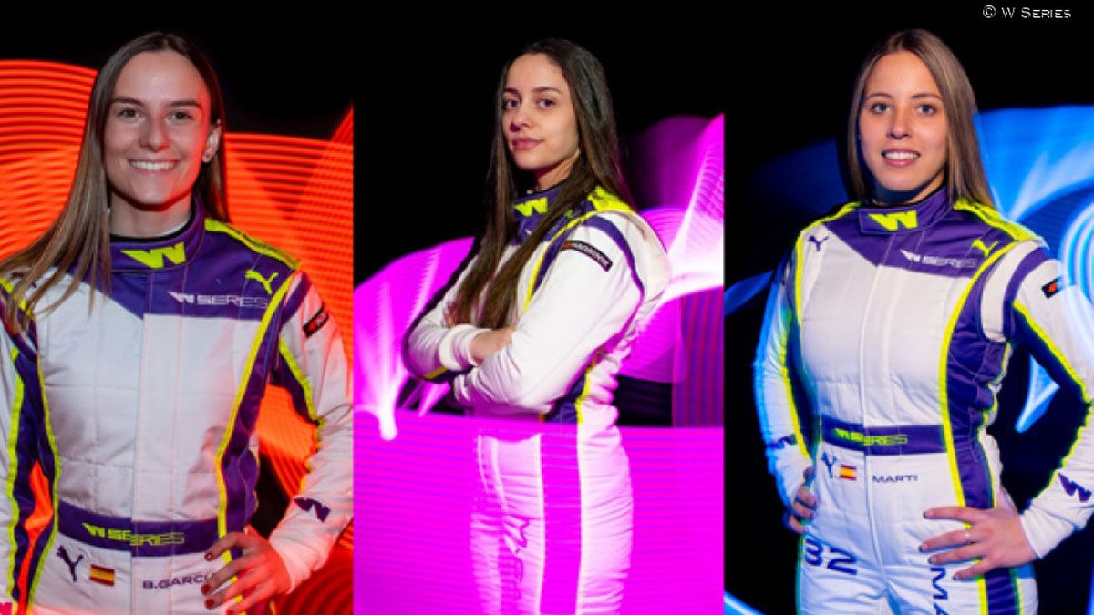 Las tres pilotos españolas de las W Series: Belén García, Marta García y Nerea Martí