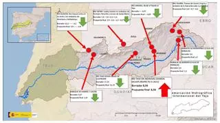 La subida del caudal en el Tajo sólo se produce en el tramo que recorta el trasvase para Alicante y Murcia