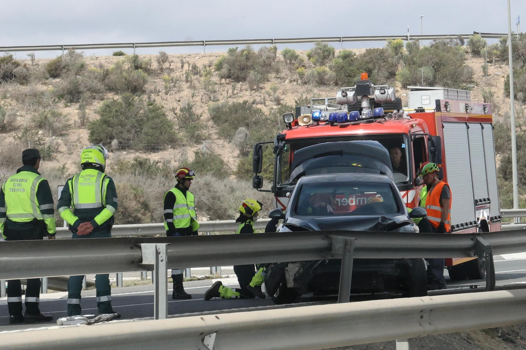 Aparatoso accidente en la A-31 en Monforte del Cid