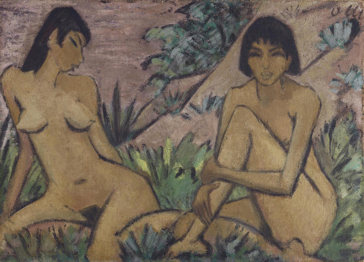 'Dos desnudos femeninos en un paisaje' (1922), de Otto Müller