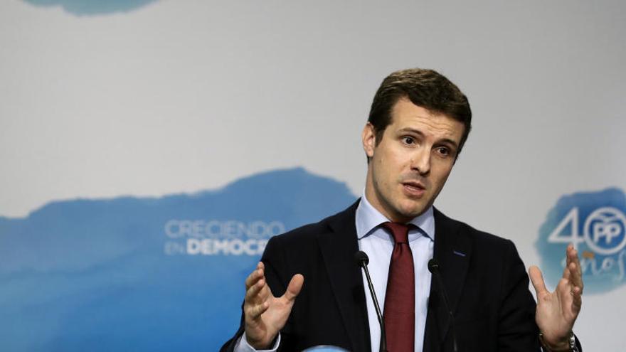 Pablo Casado, durant la roda de premsa.